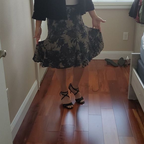 NWOT Sigrid Olsen Dark Navy Taupe Black Trumpet Skirt - Picture 2 of 8